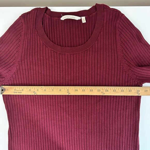 Soft Surroundings‎ Maroon Burgundy Ribbed Knit Scoop Neck Sweater Minimalist XL - Picture 5 of 7